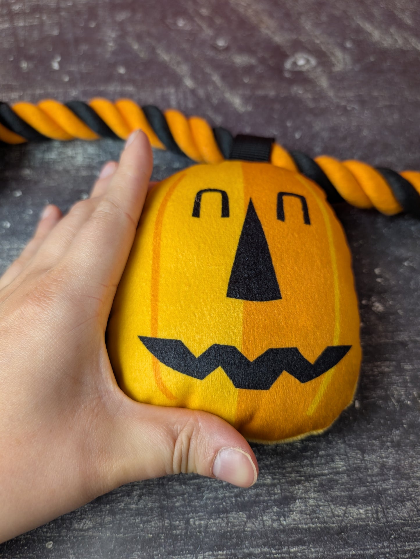 Hyde and Eek pumpkin, gravestone and skull rope toy