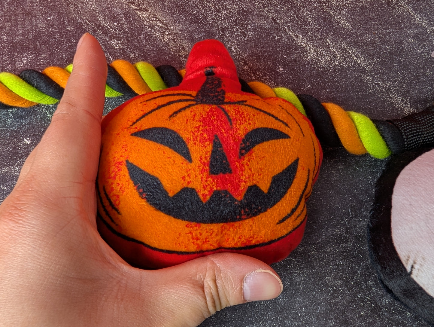 Hyde and Eek skulls and pumpkin Halloween rope toy